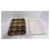 233 Pyrex Clear Glass Baking Dish & Ovenex Muffin