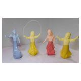 4 Figural AVON Perfume Bottles - 2 Yellow w/Jump