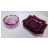 Vintage Amethyst Purple Daisy & Button Ashtray