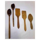 Antique Primitive Kitchen Utensils wood Paddles