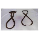 2 Cast Iron Ice Block Tongs