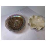 Imperial Carnival Glass Bowl Lustre Rose Pattern