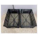 2 Black Plastic Produce Stacking Crates