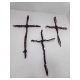 2 Barbed Wire Cross & Twisted Wire Cross