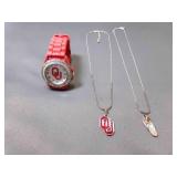 2 Silver Tone Fashion Necklaces OU Oklahoma