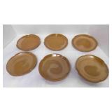 6 Brown Satin Frankoma Pottery 5G-Salad Plates
