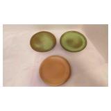 2 Prairie Green Frankoma Pottery Plates GG & Peach