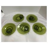 .10 Indiana Glass Kings Crown Thumbprint Green