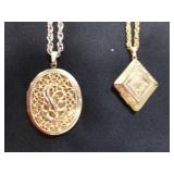 2 Gold Tone Necklaces w/Locket Pendants - Sarah