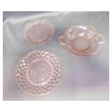 Pink Depression Glass Handles Square Scalloped