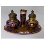 Thailand Cloisonnï¿½ Brass Salt/Pepper Shakers