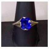 Silverstone Filigree Ring w/Blue Stone