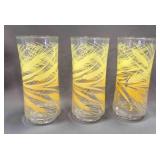3 Libbey Glass Golden Wheat Harvest Glasses
