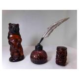 3 AVON Brown Glass Aftershave Bottles - Kodiak