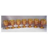 7 Tiara Amber Indiana Glass USA Sandwich Footed