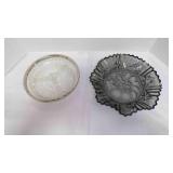 Crystal Divided Relish Dish W/Silver plated Rim