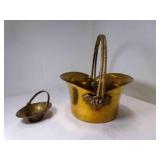 Solid Brass Basket w/Handle & Grape Motif - Mini