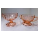 Pink Federal Depression Glass Dish Embossed Rose