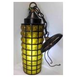 Vintage MCM Hanging Pendant Light Fixture Caged