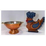 Vintage Copper Colander Strainer w/Brass Handles