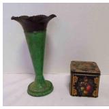 Scandinavian Moern Vase In Brass & A Black Floral