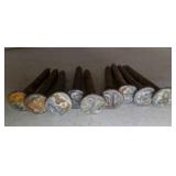 9 Vintage Railroad Date Nails - 
