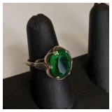 Sarah Coventry Sterling Silver Ring W/Green Stone