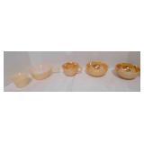 Fire King Peach Lustre - 2 Bowls, Tea Cup