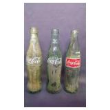2 10Fl Oz Green Glass Coca-Cola Bottles