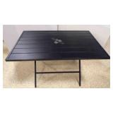 Black Metal Folding Table W/Umbrella Hole