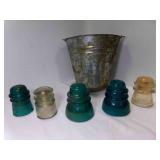5 Vintage Glass Insulators Damaged SEE PICS
