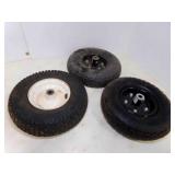 2 13" Flat Free Tires Black Hub 275 lbs. Load Cap
