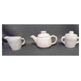 Frankoma Pottery Mayan Aztec White Sand Tea Set