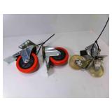 3 3" Polyurethane Swivel Casters 1 Brake/Lock