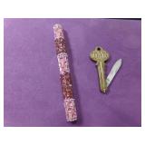 AVON Brass "DAD" Pocket Knife & Blinged Out Ink