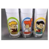 3 1986 Pizza Hut Flintstone Hanna Barbera Glasses