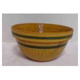 Yellow Ware Mixing Bowl With Green & White