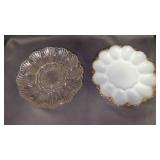 2 Anchor Hocking Deviled Egg Plates, Clear Glass