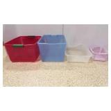 3 Storage Totes W/No Lids & 1 Small Basket