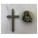 OLD Jesus Pin Back Diederich Schaefer Co Church