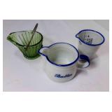 Ceramic Small Butter Pitcher w/Blue Trim - Hazel