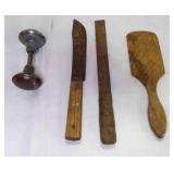 wood Butter Paddle, Brass Door Knobs