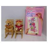 2 Handmade Clothespin Rocking Chairs, Dark Light