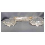 2 Louisa Floragold Jeannette Glass Co. Candy Dish