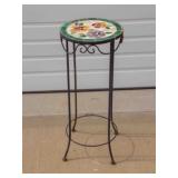 Plant Stand Tile Top Round w/Flower