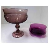 Tiara Sandwich Glass Purple Plum Compote Bowl
