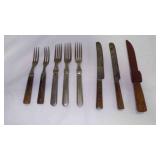 Utensils - 2 Three Tine Fork W/wood Handles