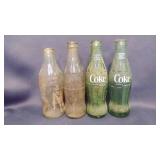 2 10oz Clear Glass Coca-Cola Bottles, 6ï¿½ oz Green
