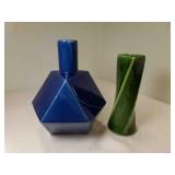MCM Cobalt Blue Polygon Vase 12 Sided & Twisted