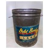 Large 5 Gallon Metal Tin Gold Bond LARD M. F. A.